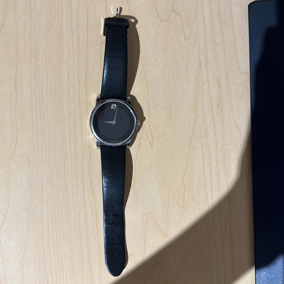 Museum Classic Movado Black Leather Watch - Picture 5 of 5